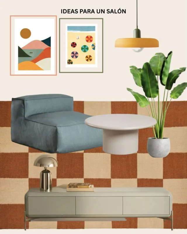 Cómo crear un salón con personalidad propia ✍️🏠
A veces nos da miedo mezclar patrones, estilos y colores, en EspacioCalle te ayudo a hacerlo. 

Este moodboard para un proyecto combina los siguientes puntos: 

1️⃣ Punto focal: Una alfombra con patrón geométrico y con tonalidades cálidas para definir el espacio.
2️⃣ Geometría y textura: he elegido mobiliario orgánico con formas y curvas redondeadas para suavizar el ambiente.
3️⃣ Iluminación con carácter: Una lámpara colgante tipo Bauhaus añade ese toque vintage que marca la diferencia.
4️⃣ Combinación de estilos: nórdico y retro 

En EspacioCalle transformamos tus ideas en realidades. ¿Empezamos tu proyecto? 📩 DM para asesorías.

#EspacioCalle #Interiorismo #SalonesConEstilo #HomeDecor #retro