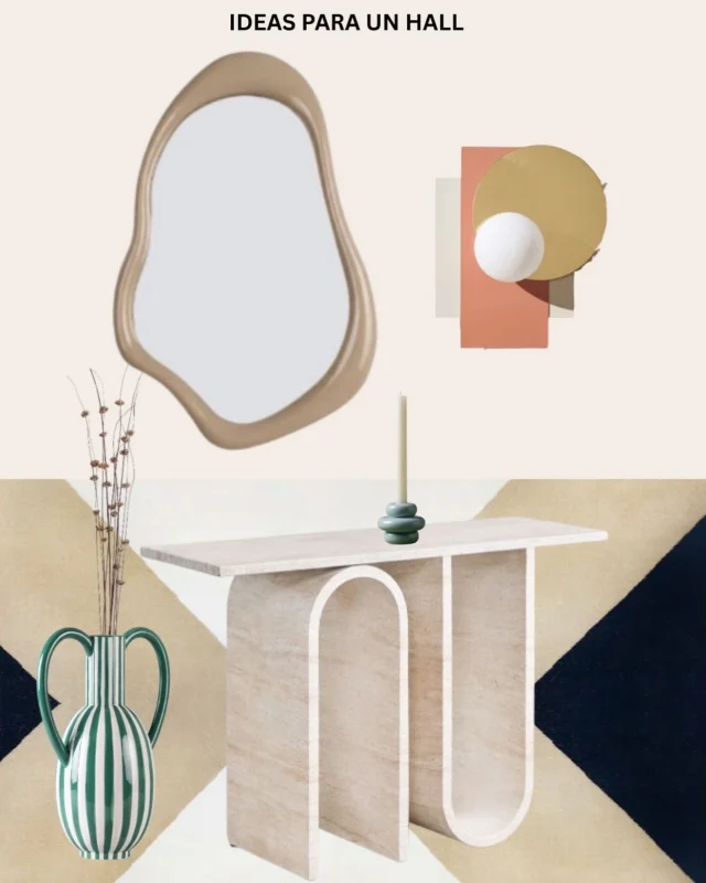 En EspacioCalle transformamos espacios 🤩. El hall de entrada es la carta de presentación de tu hogar; ese primer vistazo que nos da la bienvenida. ✨

Hoy apostamos por un diseño de estilo atemporal que equilibra formas orgánicas con texturas naturales. La calidez de la piedra (travertino), el juego geométrico de las paredes a través del aplique y espejo, y los acentos en verde crean una atmósfera equilibrada y contemporánea.

Consola @sklum.welovedesign 
Aplique @universoterria 
Alfombra @kilombohome 
Espejo @sklum.welovedesign
Jarrón @themasie.design 

#Interiorismo #HallDesign #HomeDecor #DiseñoDeInteriores #espaciocalle